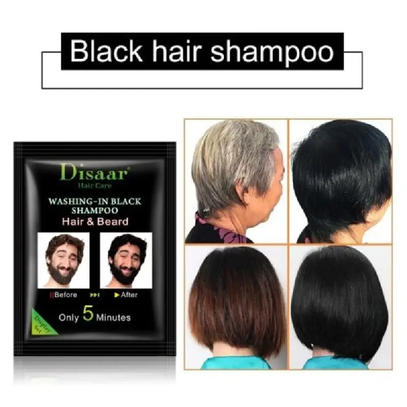 شامپو رنگ مو مشکی مو و ریش دیسار بسته 10 عددی اصل